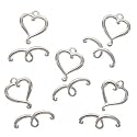 Real Silver Plated Heart Scroll Toggle Clasps 14mm (5)