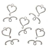 Real Silver Plated Heart Scroll Toggle Clasps 14mm (x5)