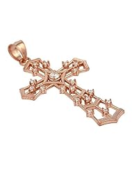 Rose Gold Plated Cz Cross Pendant