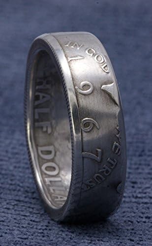 1967 Silver Half Dollar Coin Ring Hand Made JFK Kennedy US Half Dollar Sizes 7-17 49th Birthday Gift 49 Year Wedding Anniversary Replacement Band Men and Women