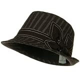 Stripe Fedora Hat with Ribbon Band - Brown W19S56A