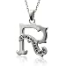 Men's Sterling Silver Alphabet Initial R Black Diamond Pendant Necklace - 0.09 carat