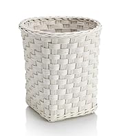 White Rattan Waste Bin