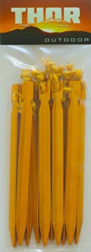 The Anchor - 7" (5 Pack of Gold) Ultra Light Aluminum Alloy Y-Beam Tent Stakes with Reflective Pull Chord by Thor Outdoor