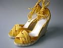 Couture Discount Sandalen, Plateau, Keilabsatz, Wedges, Canvas, Bast, Gelb (S63)
