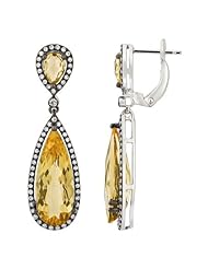14K White Gold 7.85ct Purifying Emotions Diamond & Multi-Citrine Dangle Earrings
