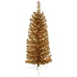 4.5' Pre-Lit Antique Gold Artificial Pencil Tinsel Christmas Tree - Clear Lights