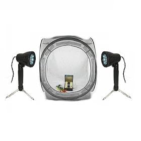 Ex-Pro Photo light tent, cube, 15" x 15" / 40cm x 40cm for white back photography, Mini Lighting Set included, includes 4 Colour Backgrounds Red, White, Black & Blue. Ideal for catalouge product photography or selling catalouge products online. Photo light tents, Photo light cubes, Photographic tents.