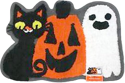 Shaped Halloween Bath Rug Cat Pumpkin and Ghost Trio 20 X 30 Inches