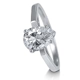 Sterling Silver Ring Pear Cut Cubic Zirconia CZ Solitaire Ring 1.8 ct - Nickel Free Valentine Engagement Ring