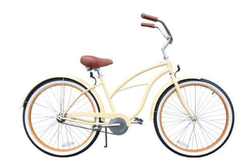 SixThreeZero Women's Scholar Single Speed Beach Cruiser Bike, Cream, 17-Inch