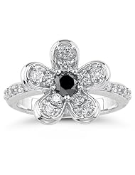 0.73 Cts Black & White Diamond Ring in 14K White Gold