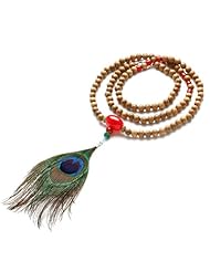 Honeystore Girls Peacock Fur Red Azure Stone Green Bodhi Palo Santo Stretch Bracelet Color Multicolor