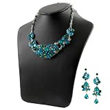 Outlet Item: Gift Set: Nia's Bib Necklace and Earrings - Blue Green