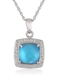14k Gold over Sterling Silver Mother-Of-Pearl Square Purple Quartz Pendant Necklace, 18"
