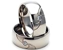 New Designer Titanium Ring, Carved Titanium Bands, Simulated Diamond, 100% Satisfaction