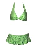 Surfside Lime Gingham Skirted Bikini