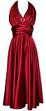 Marilyn Satin Halter Dress Plus Size, 2X, Red