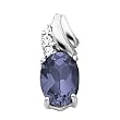 14K White Gold Iolite and Diamond Pendant