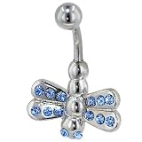 Belly Navel Ring Blue Crystal Dragonfly March Fashion Belly Navel Ring Body Jewelry