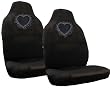 Silver Heart Gem Crystals Studded Rhinestone Bucket Seat Covers - Pair