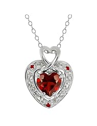 1.53 Ct Genuine Heart Shape Red Garnet Gemstone Sterling Silver Pendant
