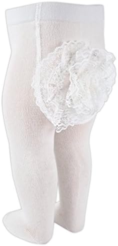 Bebetto Baby Girl's Rhumba Ruffle Lace Bottom Baby Tight 6-12M Ivory