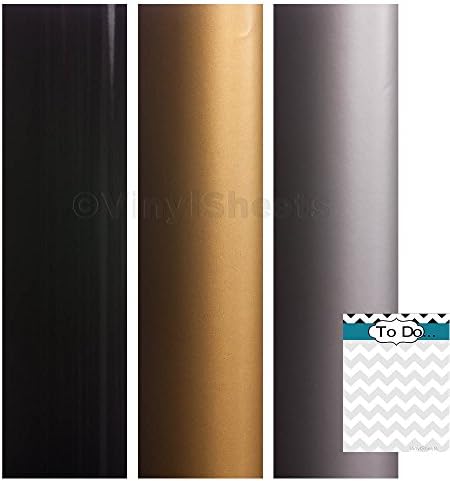 A2G316 12 x 12 Inches Gold Black Silver 2 sheets of each color Gloss Permanent Outdoor Adhesive Vinyl Sheets Rolls for Personal Craft Vinyl Cutters make Wall Decals Vinyl Lettering Stickers at home