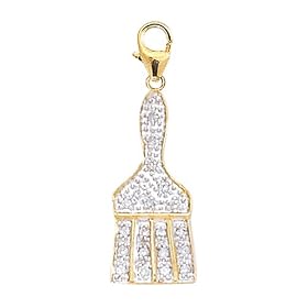14k Gold Diamond Paintbrush Charm (1/10 cttw)