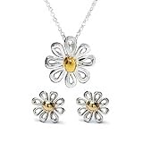 Bling Jewelry NY 5th Ave Designer Inspired Whimsical Daisy Pendant & Earrings Set