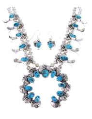 Squash Blossom Navajo Sleeping Beauty Turquoise Necklace Set MW69291