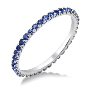 Miore MCJ901RS53 - Anillo de mujer de oro blanco (9k) con 37 zafiros (talla: 13)