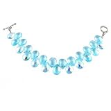 Bracelet - B108 - Side-Drilled Fire Polished Glass - Toggle Ends ~ Aqua