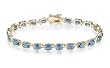 Yellow Gold Overlay Sterling Silver Blue Topaz Bracelet, 7"