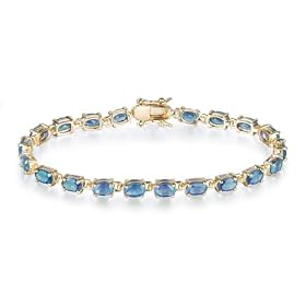 Yellow Gold Overlay Sterling Silver Blue Topaz Bracelet, 7 by Amazon.com Collection