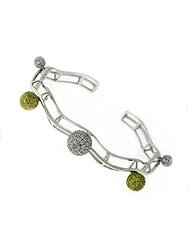 Ladies Silver Bracelet with White & Gold Tone Disco Ball