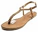 Orly Shoes Women's Basic Braided T Strap Gladiator Suede Sandals