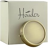 Classy Brass Pill Box by Houder - Decorative Pill Case with Gift Box - Carry Your Meds in Style (Round)