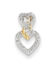 14k Diamond Double Heart Slide Pendant, Best Quality Free Gift Box Satisfaction Guaranteed