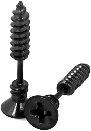 FR Stainless Steel Punk Men's Whole Screw Stud Earrings Women's Earring(Black)