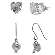 Tressa Sterling Silver Cubic Zirconia Stud and Heart-shaped Locket Dangle Earrings (Set of 2)