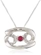 Sterling Silver Birthstone and Diamond Zodiac Pendant Necklace, 18"