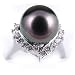 18K White Gold with Diamonds and 10-10.5 mm Gem Quality Black Tahitian Pearl Ring