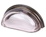 Depression Pink Glass Bin Pull 3 Boring