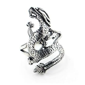 Tall Sterling Silver Large Fierce DRAGON Ring (Size 8,9,10,11,12,13) by 