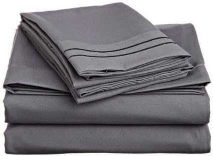 750-Thread-Count Egyptian Cotton Twin Extra Long 1 Flat Sheets,1 Fitted Sheet plus 4 Pillow case Elephant Gray Solid