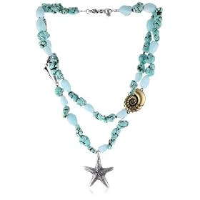 Lucky Brand Capri Silver-Tone Turquoise Strand Charm Necklace
