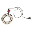 Egyptian Medallion Resin Pendant Necklace with Shell Accents