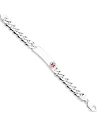 Genuine .925 Sterling Silver Medical ID Curb Link Bracelet. 100% Satisfaction Guaranteed.
