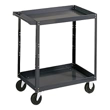 Edsal SC1800 Industrial Gray Extra Heavy Duty Industrial Service Cart, 16 Gauge Steel, 1000lbs Capacity, 30" Width x 36" Height x 18" Depth, 3 Shelves